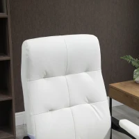 Vinsetto Silla de Oficina Giratoria Silla de Escritorio Reclinable Silla de Estudio Tapizada de PU con Altura Ajustable Reposabrazos Reposapiés 65x65x118-125 cm Blanco(m-9)