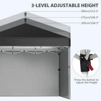Outsunny 3 x 3 (M) Pop Up Gazebo Event Shelter, Height Adjustable Party Tent with 3 Sidewalls, Weight Bags and Wheeled Bag(m-5)