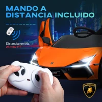 AIYAPLAY Coche Eléctrico para Niños de +3 Años Lamborghini Revuelto con Mando a Distancia Faros LED Bocina Música Naranja(m-8)