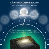 Outsunny Lámpara de Pie de Ratán Sintético con Luces LED para Decoración de Exteriores 15,5x15,5x47 cm Negro(m-5)