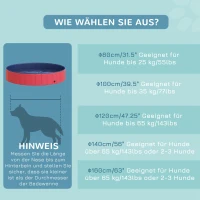 PawHut Hundebadewanne faltbar Badewanne Hundepool Plantschbecken Swimmingpool Wasserbecken für Hunde und Katzen Schwimmbecken Kunststoff+Holz Rot Ø160 x 30H cm(m-9)