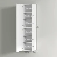 HOMCOM Columna de Baño de Pared con Estantes Ajustables y 2 Puertas Mueble de Baño Moderno 40x30x160 cm Blanco(m-3)
