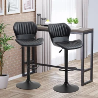 HOMCOM Lot de 2 tabourets de bar design contemporain hauteur réglable et pivotant - revêtement synthétique - pied métal noir(m-2)