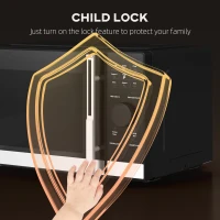 HOMCOM 23L 800W Microwave Oven, Digital Solo Microwave with 10 Power Levels, Automatic Defrost, 8 Auto Cook Menus, 60 Minutes Timer, Clock, Easy Clean, Small Black Microwave(m-9)