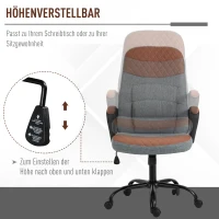 Vinsetto Bürostuhl Massage höhenverstellbarer Chefsessel Gamingstuhl mit Massagefunktion ergonomischer Drehstuhl Massage Sessel PU-Leder Stahl Grau+Braun 60 x 70 x 109-119 cm(m-5)