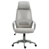 Vinsetto Ergonomic Office Chair, High Back Computer Chair, Mesh Desk Chair with Lumbar Support, Headrest, Wheel, Adjustable Height, Grey(m-11)