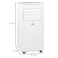 HOMCOM Aire Acondicionado Portátil 9000BTU Ventilador Deshumidificador con Control Remoto 35,3x35x72,5 cm Blanco(m-3)