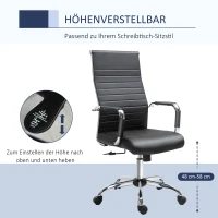 Vinsetto Bürostuhl ergonomischer Schreibtischstuhl mit Wippfunktion Chefsessel höhenverstellbarer Drehstuhl gepolstert Kunstleder Schaumstoff Schwarz 54 x 62 x 104-114 cm(m-4)