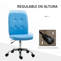 Vinsetto Silla de Oficina sin Brazos Silla de Escritorio Giratorio de Piel Sintética con Altura Ajustable 45x59x90-100 cm Azul(m-4)