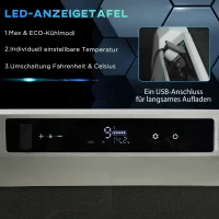 Outsunny Kühlbox Auto 40L mit LED-Beleuchtung Kompressor Autokühlschrank mit Griffe Transportrollen Boot Camper Reisen 12/24V DC und 110-240V AC Grau+Schwarz(m-5)