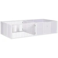 PawHut 7 Panels Playpen with 3 Doors for Baby Dogs, Two-Room Design Puppy Whelping Box - White(m-1)