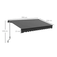 Outsunny 2.5 x 3.5m Aluminium Frame Electric Awning, with Remote - Dark Grey(m-3)