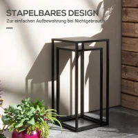 Outsunny Blumenständer, 2er-Set, Skandinavisches Design, Metallrahmen, 58,5/65cm Höhe, Schwarz(m-6)
