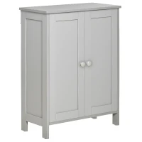 HOMCOM Armario de baño con 2 Puertas y Estantes Interiores Ajustables Mueble Auxiliar de Almacenaje Multiusos para Salón Pasillo Comedor 60x30x80 cm Gris(m-1)