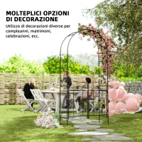 Outsunny Arco da Giardino con Cancello, Traliccio per Piante Rampicanti in Metallo, 2.2x1 m, Nero(m-7)