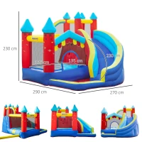 Outsunny Castello Gonfiabile 4 in 1 per Bimbi 3-8 Anni con Scivolo e Piscina, 290x270x230cm(m-3)