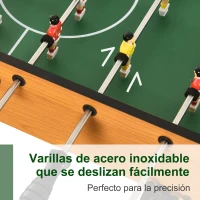HOMCOM Futbolín con 22 Jugadores Juego de Mesa de Fútbol para Niños y Adultos con 2 Marcadores 98x42x62,5 cm Natural y Negro(m-6)