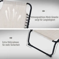 Outsunny Sonnenliege klappbar Gartenliege, Liegestuhl mit 4-Fach verstellbare Rückenlehne, wetterfeste Campingliege bis 120 kg belastbar, für Garten Strand Pool, Cremeweiß(m-6)