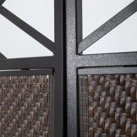 Outsunny Raumteiler Paravant, Vintage-Design, 3-teilig, 148 cm x 33cm x 181 cm, Braun + Schwarz(m-9)