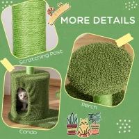 PawHut 78cm Cactus Cat Tree Tower with Scratching Post Condo Perch, Kitten Activity Centre for Indoor Cats with Toy Ball(m-5)
