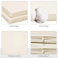 Outsunny Set of 2 Garden Chair Cushions with Ties, 45 x 45 cm Replacement Cushions for Outdoor Furniture, Cream White(m-4)