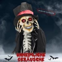 HOMCOM Halloween-Dekoration Geist, Skelett, LED-Augen, heult, dreht sich, Geräusch- & Bewegungssensor, 100 cm(m-4)