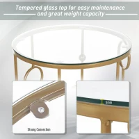 HOMCOM Nesting Round Coffee Table Set of 2 - Gold Tone(m-6)