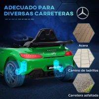 AIYAPLAY Coche Eléctrico para Niños de +3 Años Mercedes-Benz AMG GTR con Batería 12V Mando a Distancia Faros Bocina Música Verde(m-9)