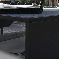 Outsunny 2 in1 Feuerschale, Tischplatte mit Keramikfliesen, Schürhaken, rostfrei, 101 x 51 x 56 cm, Schwarz(m-9)