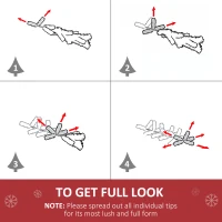 HOMCOM 1.8m 6ft Pre-Lit Christmas Tree Artificial Spruce Xmas Tree Warm White LED Holiday Décor with Metal Stand(m-7)