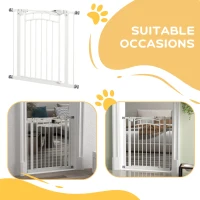 PawHut Pressure Fit Stair Gate, Dog Gate w/ Auto Closing Door, for Small, Medium Dog, Easy Installation, for 74-80cm Opening(m-8)