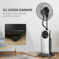 HOMCOM 2-in-1 Ventilator, LED-Display, Timerfunktion, Ø 44,5 x 135H cm, Silber + Schwarz(m-4)
