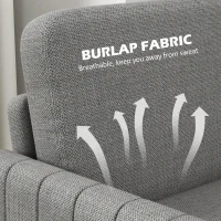 HOMCOM 2 Seater Sofa, Channel Tufted Modern Fabric Couch, Comfy Upholstered Small Sofa Loveseat with Spring Cushion, Back Pillow, for Living Room, Bedroom, Office, Light Grey(m-6)