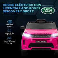 AIYAPLAY Coche Eléctrico para Niños con Licencia Land Rover Discovery Sport con Batería 12V Mando a Distancia Faros y Música Rosa(m-4)