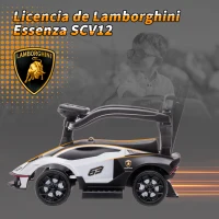 AIYAPLAY 2 en 1 Coche Correpasillos para Niños 12-36 Meses Lamborghini Essenza SCV12 Andador Empujador con Bocina Mango de Empuje y Barandilla Extraíbles 86,5x40x89,5 cm Blanco y Negro(m-8)