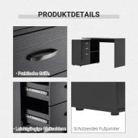 HOMCOM Eckschreibtisch Esstisch Computertisch Bürotisch Winkelschreibtisch Regal L-Form 117 x 83,5 x 76 cm, I-Form 162 x 50 x 76 cm, Schwarz, MDF+Metall(m-6)