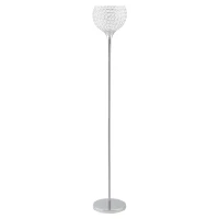HOMCOM Modern Floor Lamp with K9 Crystal Lampshade, Tall Standing Lamp with E27 Bulb Base and Foot Switch for Living Room Bedroom Study Office Silver(m-1)
