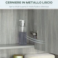 kleankin Armadietto con Specchio a 4 Sezioni con Ripiani Regolabili, in Legno e Vetro, 90x15x75 cm, Grigio(m-5)