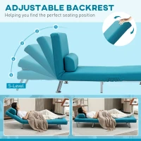 HOMCOM Single Linen-Feel Sleeper Chair - Dark Blue(m-5)