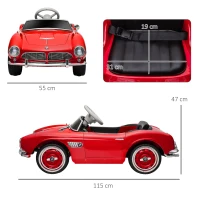 HOMCOM Voiture électrique pour enfant licence BMW 507 style rétro vintage 12V max. 5km/h télécommande rouge(m-3)