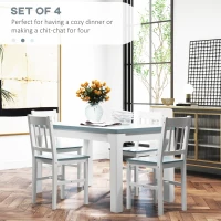 HOMCOM Dining Chairs Set of 4, Kitchen Chair with Slat Back, Pine Wood Structure for Living Room and Dining Room, White(m-4)