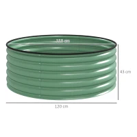 Outsunny Galvanised Raised Garden Bed with Safety Edging, Outdoor Raised Planter Box with Gloves, 120 x 120 x 43cm, Light Green(m-3)