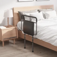 HOMCOM Barandilla de Cama Adulto Asidero para la Cama con Altura Ajustable Bolsillo de Almacenamiento 71x61x86-104 cm Gris(m-7)