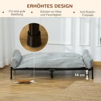PawHut Erhöhtes Hundebett Hundeliege Haustierbett Schlafplatz Hundesofa Hundebett mit Kissen im Innen- und Außenbereich Netzstoff Schwarz+Hellgrau 120 x 80 x 30 cm(m-5)
