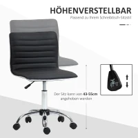 HOMCOM Höhenverstellbarer Salonstuhl mit Rückenlehne, Drehstuhl, Metall, Kunstleder, 48 x 52 x 78-90 cm, Schwarz(m-4)