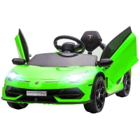 HOMCOM Macchina Elettrica per Bambini a 12V Licenza Lamborghini con Clacson e Telecomando, 107.5x63x42 cm, Verde(m-10)