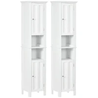 kleankin Meuble colonne de salle de bain armoire haute design moderne 4 placards avec porte 35 x 30 x 158,5 cm blanc(m-7)
