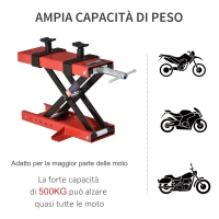DURHAND Cavalletto Alzamoto a Forbice, Sollevatore Moto, Cavalletto Moto Centrale Regolabile Fino 500kg in Metallo Rosso(m-6)