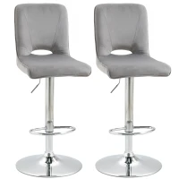 HOMCOM Conjunto de 2 Taburetes de Bar Sillas Altas Modernas con Altura Regulable y Asiento Giratoria 41x51x97-117 cm Gris(m-1)