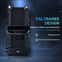 HOMCOM Laufband Klappbar elektrisch 550 W 1-12 km/h 2HP LCD-Display Handyhalterung geeignet für Home Gym Indoor Fitness leicht zu bewegen und zu lagern Schwarz 153 x 77 x 124 cm(m-5)